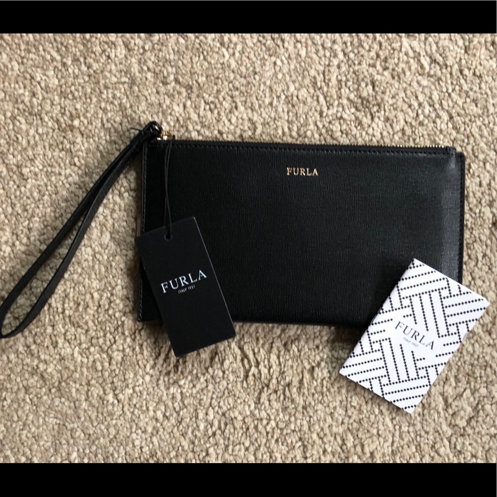 NWT FURLA black clutch wristlet